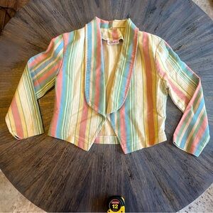 Vintage 70s–80s Bobbie McGee Pastel Striped Blazer –‎ Made in USA – Medium